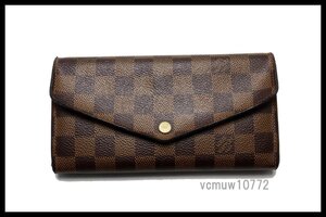 近年モデル希少美中古■LOUIS VUITTON ダミエ 新型 ポルトフォイユサラ レザー 2つ折り長財布 ルイヴィトン■0116yf1366-8K