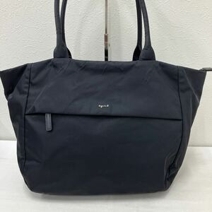 □41−1161 agnes b. アニエスベー レディース トートバッグ 肩がけバッグ 黒系 ブラック系 シンプル きれいめ 通勤 ビジネス ナイロン