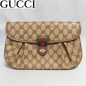 ★GUCCI ロゴ シェリーライン GG コーティングキャンバス クラッチバッグ セカンドバッグ ポーチ 2Way可 ヴィンテージ オールド グッチ★