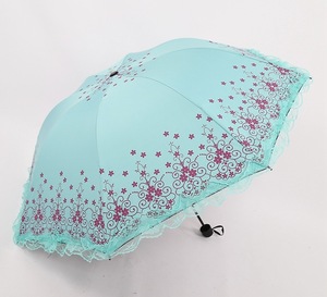 新品　晴雨兼用傘　水色　日傘　可愛い　花　折り畳み傘　UVカット　レース　UVカット　遮光　雨傘 レディース 女性