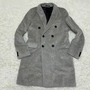 美品・高級アルパカ素材使用 エンポリオアルマーニ EMPORIO ARMANI ダブルチェスターコート SARTORIAL DECO ロングコート グレー 50 ウール