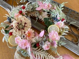 Handmade◆ハンドメイド◆リース◆枯れない花◆壁飾り◆壁掛け◆welcome＊wreath◆ドアリース◆33㎝＊＊＊