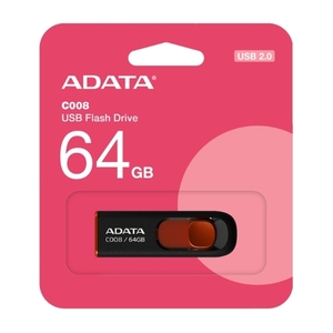 USBメモリ 64GB A-DATA USB2.0 スライド式 AC008-64G-RKD USB 黒