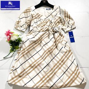 新品タグ付/定価3.6万●バーバリーブルーレーベル ノバチェック 半袖ワンピース BURBERRY BLUE LABEL レディース ロング 総柄 Aライン M 38