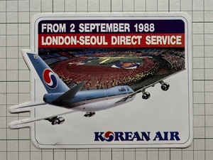 1988年 KOREAN AIR 古いステッカー 大韓航空 航空 ビンテージ 海外 +Jb