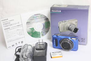 【返品保証】 【元箱付き】フジフィルム Fujifilm Finepix T300 ブルー 10x バッテリー チャージャー付き コンパクトデジタルカメラ v6537