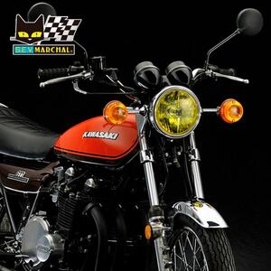 Z2 Z400FX Z650F　マーシャルヘッドライト722・702 スタールクス 黄レンズ メッキケース　カワサキ旧車用　800-8406