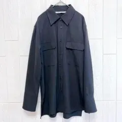 2316 ザラ ZARA 長袖ロングシャツ ボタン ダークグレー