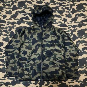 reversible puffer down jacket BAPE ダウンジャケット エイプ A BATHING APE 1st camo green 迷彩 リバーシブル