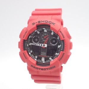 A/え09392【極美品】CASIO カシオ/G-SHOCK/クオーツ/メンズ腕時計/レッド/GA-100B