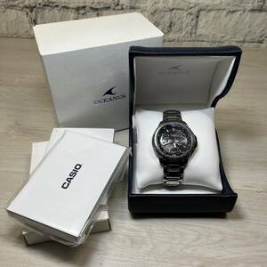 【YH-0088】中古品 CASIO カシオ OCEANUS オシアナス OCW-T750 電波ソーラー メンズ腕時計 ブラック文字盤 ラウンド チタン 稼働品