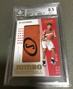 【15枚限定】八村塁 ルーキー ロゴ入りジャンボ ボールカード 2019-20 ABSOLUTE RC SPALDING LOGO PATCH RC BALL #/15 BGS 8.5