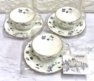 Noritake ノリタケ VIOLET DREAM バイオレットドリーム すみれ カップ＆ソーサー 3客セット fah 12S087