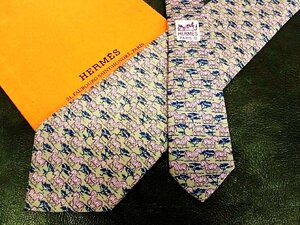 ★並品★4R01501【HERMES】エルメス「シマウマ 動物 樹木 柄」ネクタイ