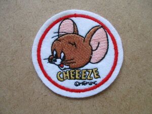 80s ジェリー CHEEEZE MGM INC刺繍ワッペン/チーズTom＆Jerryトム ネズミpatchesカートゥーンねずみギャグ鼠TVアニメ キャラクター S80