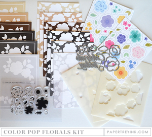 新品☆PTI ミニキット Color Pop Florals ペーパートレイインク Papertrey Ink スタンプ ダイ ペーパー ステンシル