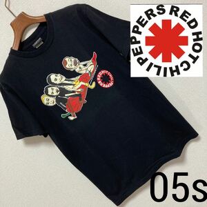 00s■Red Hot Chili Peppers■唐辛子 ポップ Tシャツ M 黒 ブラック レッド ホット チリ ペッパーズ 05年コピーライト バンT バンドT 良品