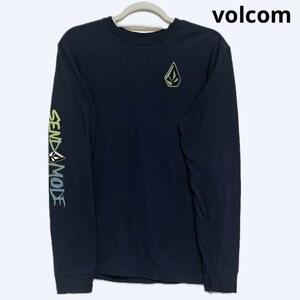 volcom SEND SLEEVE TEE - NAVY XL 胸ロゴ