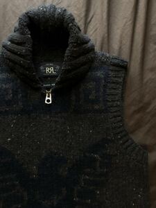 【名作】極美品 RRL SHAWL COLLAR HAND KNIT VEST ダブルアールエル ハンドニット カウチン イーグル ベスト ラルフローレン XS