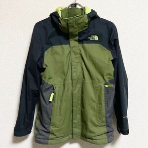 THE NORTH FACE ノースフェイス マウンテンパーカー ライナー付き 裏起毛 カーキ ブラック 子供服 ボーイズ サイズ M ＊BJ