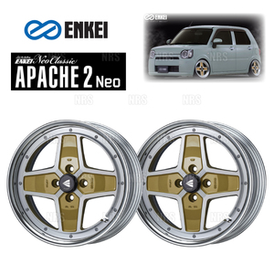 ENKEI エンケイ APACHE2 Neo (ハイディスク/マシニングゴールド) 8.5J x 17インチ +38 PCD100 4穴 2本セット (APA2NEO-H-D030-G-2S