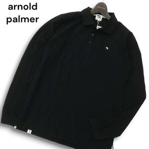 【新品 未使用】 arnold palmer アーノルドパーマー 通年 パラソル刺繍★ 長袖 ポロシャツ Sz.3　メンズ 黒　C4T08154_9#C