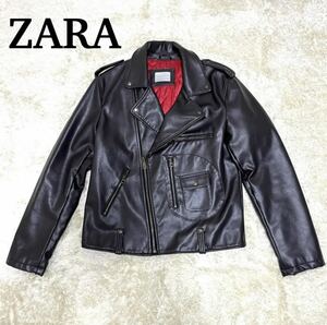 ★ZARA ザラ フェイクレザージャケット ダブル ダークブラウン XL★