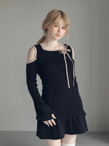 新品 ANDMARY Annie ribbon mini dress Black アンドマリー リボン ミニドレス ブラック