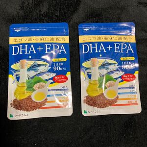 シードコムス　エゴマ油・亜麻仁油配合DHA+EPA 90粒(3ヶ月分)×2袋(計6ヵ月分)　新品未開封品 送料無料 