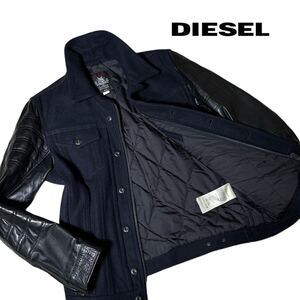 【希少デザイン】極上美品◆ DIESEL ディーゼル ◆レザー切替 レザー ジャケット アウター ブルゾン サイズ M相当