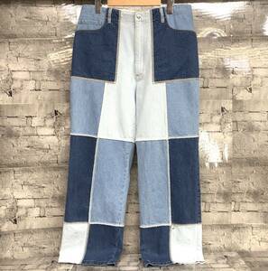 E.SEN イーセン tony blue mix denim パッチワーク デニム サイズ2 ブルー 店舗受取可