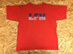 Lowrys USA製 アメカジ レトロ オールド 星条旗モチーフ LFM 半袖Tシャツ レディース コットン100% L 赤