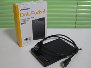 ☆★JUNK PC PARTS★☆ USB2.0接続ポータブルハードディスク UnionSine HD2510 500GB ☆-(使用時間1時間未満??) 中古ジャンク品/即決有♪