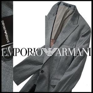 新品12.4万【EMPORIO ARMANIアルマーニ】伊製/高級感と清潔感を併せ持つ/裏地柄ピークドラペルジャージーウールジャケット48/M-L相当/D2073