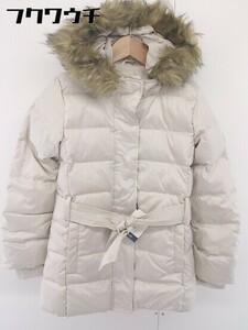 ■ ◎ GAP KIDS キッズ ウエストリボン フェイクファー タグ付 ダウン ジャケット サイズ130cm ベージュ系 レディース