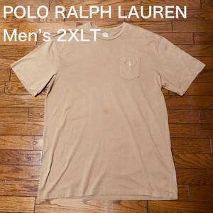 【送料無料】やや難ありPOLO RALPH LAUREN 半袖ポケット付きTシャツ カーキメンズ2XLTサイズ　ポロラルフローレン大きいサイズビッグサイズ