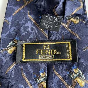 FENDI(フェンディ) ネイビースキーヤーデザインネクタイ