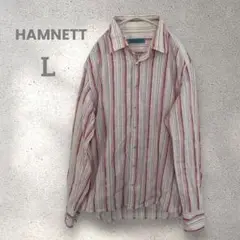 【HAMNETT】 ハムネット　メンズシャツ　ストライプシャツ　Lサイズ