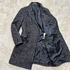 ザラ【溢れる高級感】ZARA チェスターコート　ロングコート　ダブル　ツイード　グレー