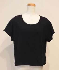 ZARA ザラ カットソー Tシャツ 半袖 Mサイズ ブラック 切りっぱなしデザイン j a201h0610