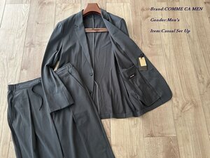 新品訳有り COMME CA MEN コムサメン カノコ カジュアルセットアップ スーツ 08チャコール Mサイズ 15JI04 定価52,800円