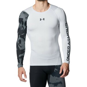 新品 アンダーアーマー 長袖 シャツ 3L XXL グレー 白 ホワイト UNDER ARMOUR インナー 1381355 コンプレッション ヒートギア 即決