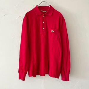 ビンテージ ラコステ 長袖 ポロシャツ 3ヴィンテージ 古着 赤色 レッド LACOSTE レディース メンズ ポケット 鹿の子