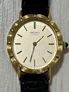 【E24031301】1円〜 SEIKO CREDOR セイコー クレドール 18K 刻印 レディース 腕時計 ベルト金具 K18刻印有 ゴールド文字盤 2針 ゴールド