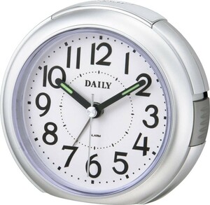リズム時計工業 DAILY デイリー 小型 連続秒針 ライト付き 電子音 目覚時計 デイリーRA21DN（シルバーメタリック） 新品です。