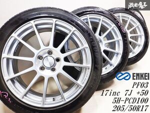 【美品】 ENKEI エンケイ PF03 17インチ 7J +50 5穴 PCD100 205/50R17 タイヤ付 ホイール 4本 カローラスポーツ / カローラツーリング size