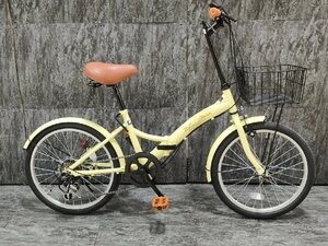 【USED品】【試乗車】前カゴ付属20インチ折り畳み自転車Shimano外装6段変速　アイボリー【SK90929】