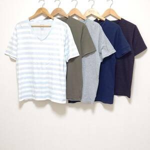 お得!!【まとめ売り】半袖 Tシャツ 5着 セット GAP ギャップ グローバルワーク プラスワン Letroyes Vネック オシャレ古着 メンズL/Y12905j