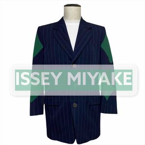 【即決】★ ISSEY MIYAKE イッセイミヤケ ★ テーラードジャケット ストライプ アーガイル ３ボタン 日本製 old archive ビンテージ （M）