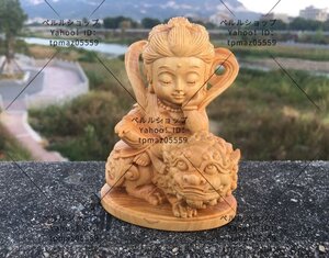 普賢菩薩 極上質 貴重供養品 仏教美術 崖柏精密細工 文殊菩薩像仏師で仕上げ品